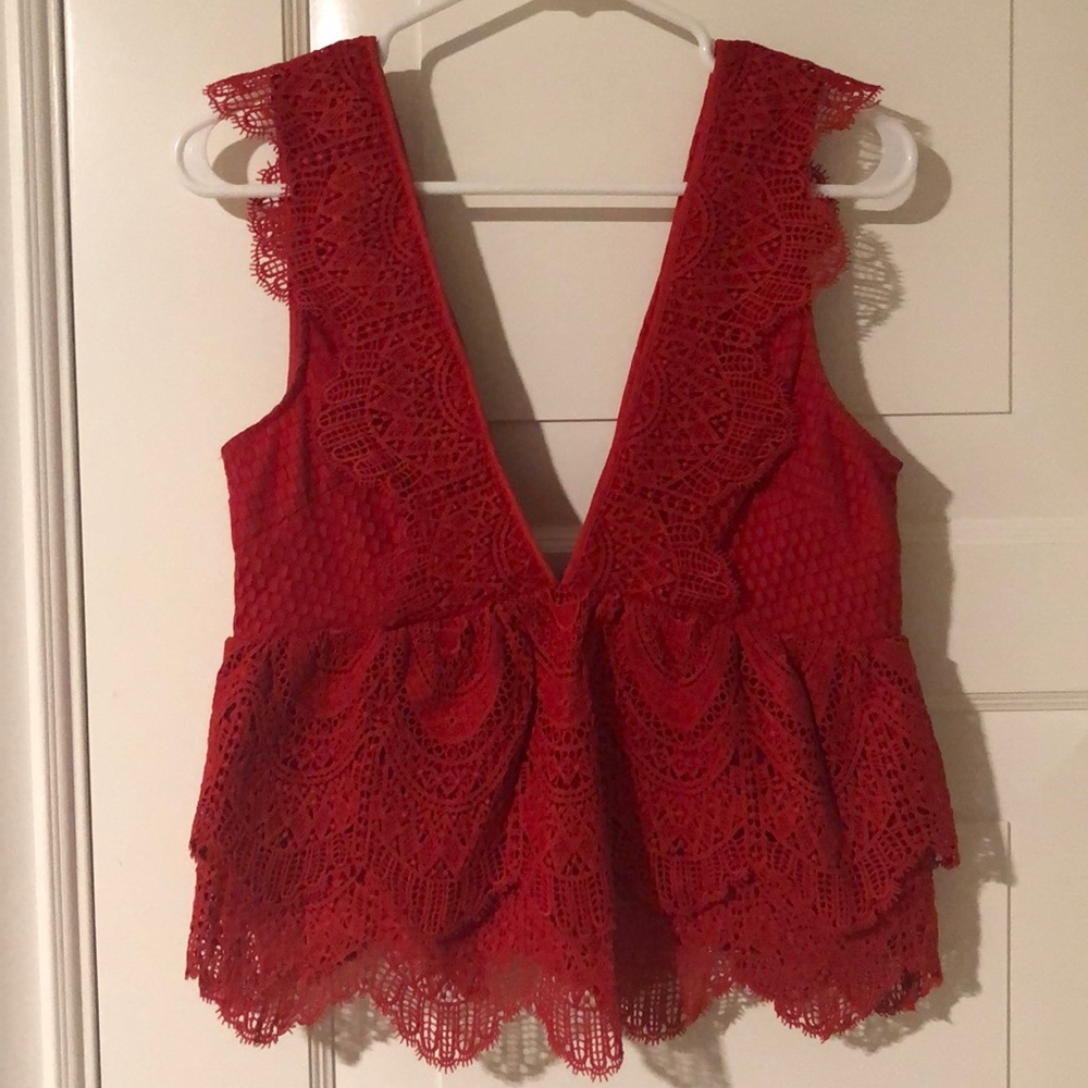 Topshop red babydoll v neck